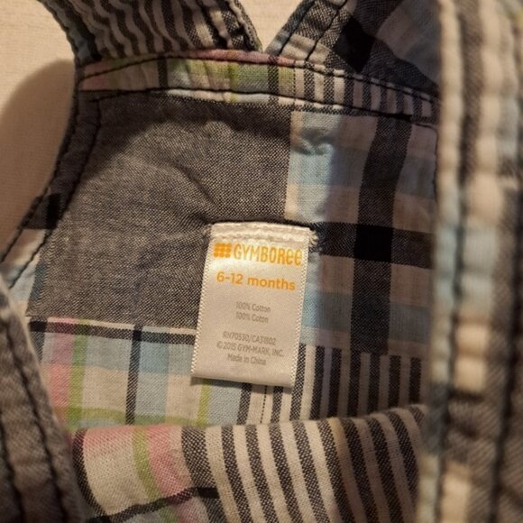 Gymboree Outlet size 6-12 months plaid overalls - Picture 2 of 3